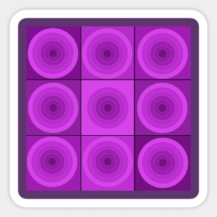 Purple Geometric Circles in Squares Sticker